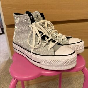 Silver Glitter High-Top converse Sneakers